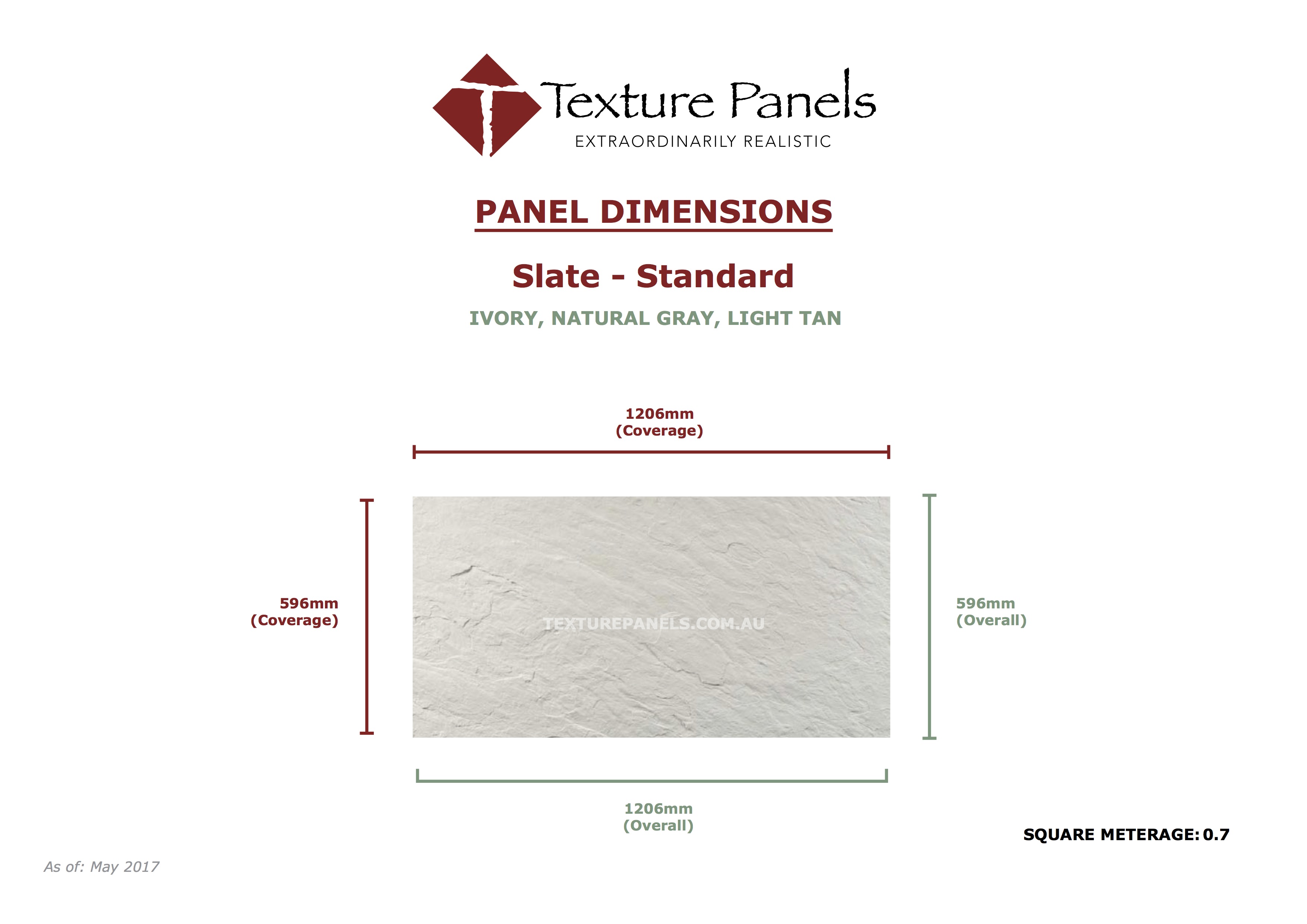 Slate Faux Standard - Primed/Unfinished Dimensions